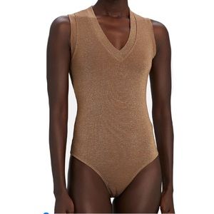 NWT ALIX NYC MERIT METALLIC BODYSUIT METALLIC GOLD